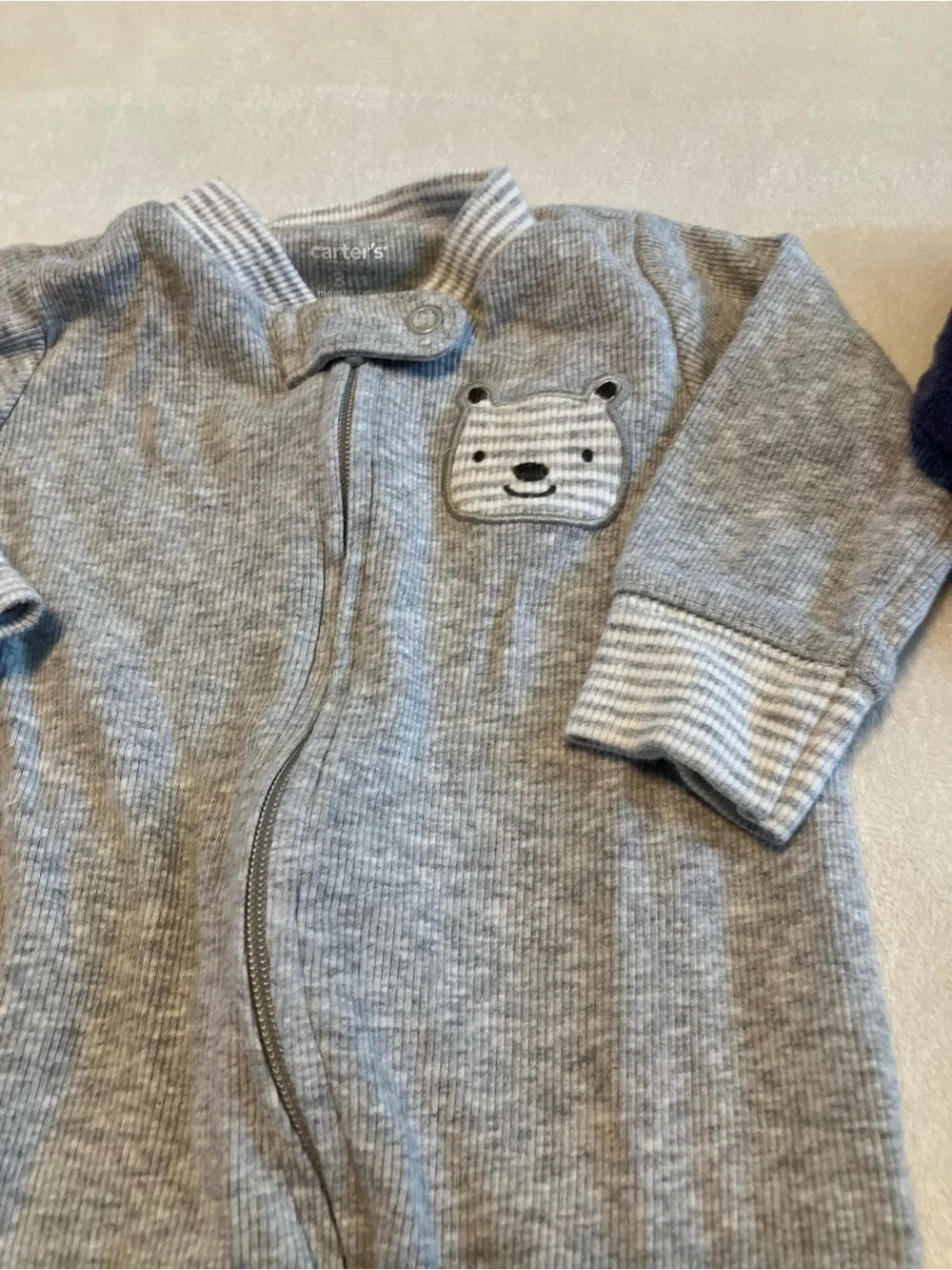 Baby One-Piece Footed Sleepers - Grey Bear and Navy Sloth (2-Pack)